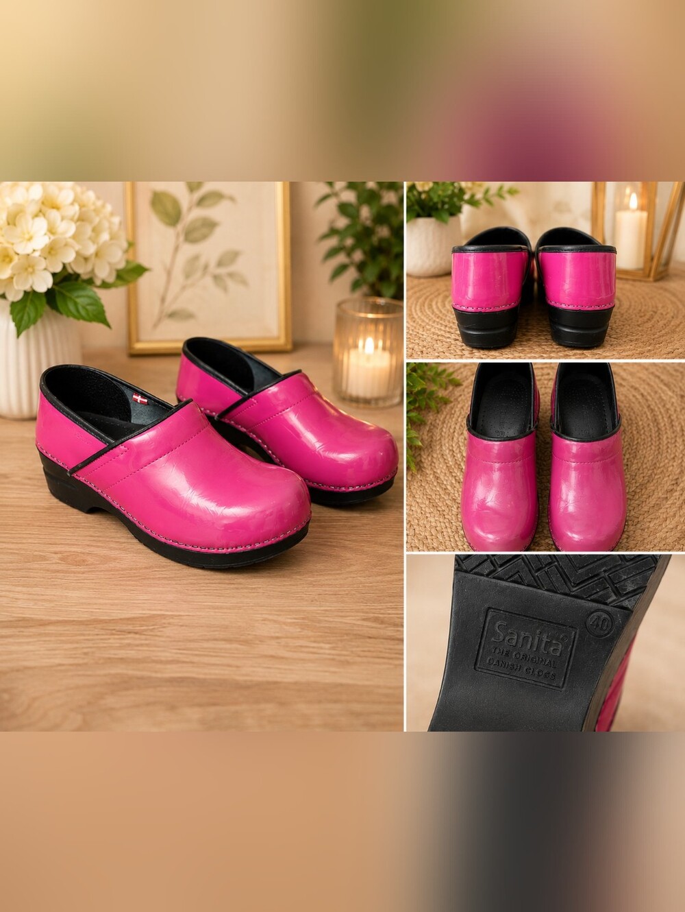 Sanita Women's Pink Patent Clog